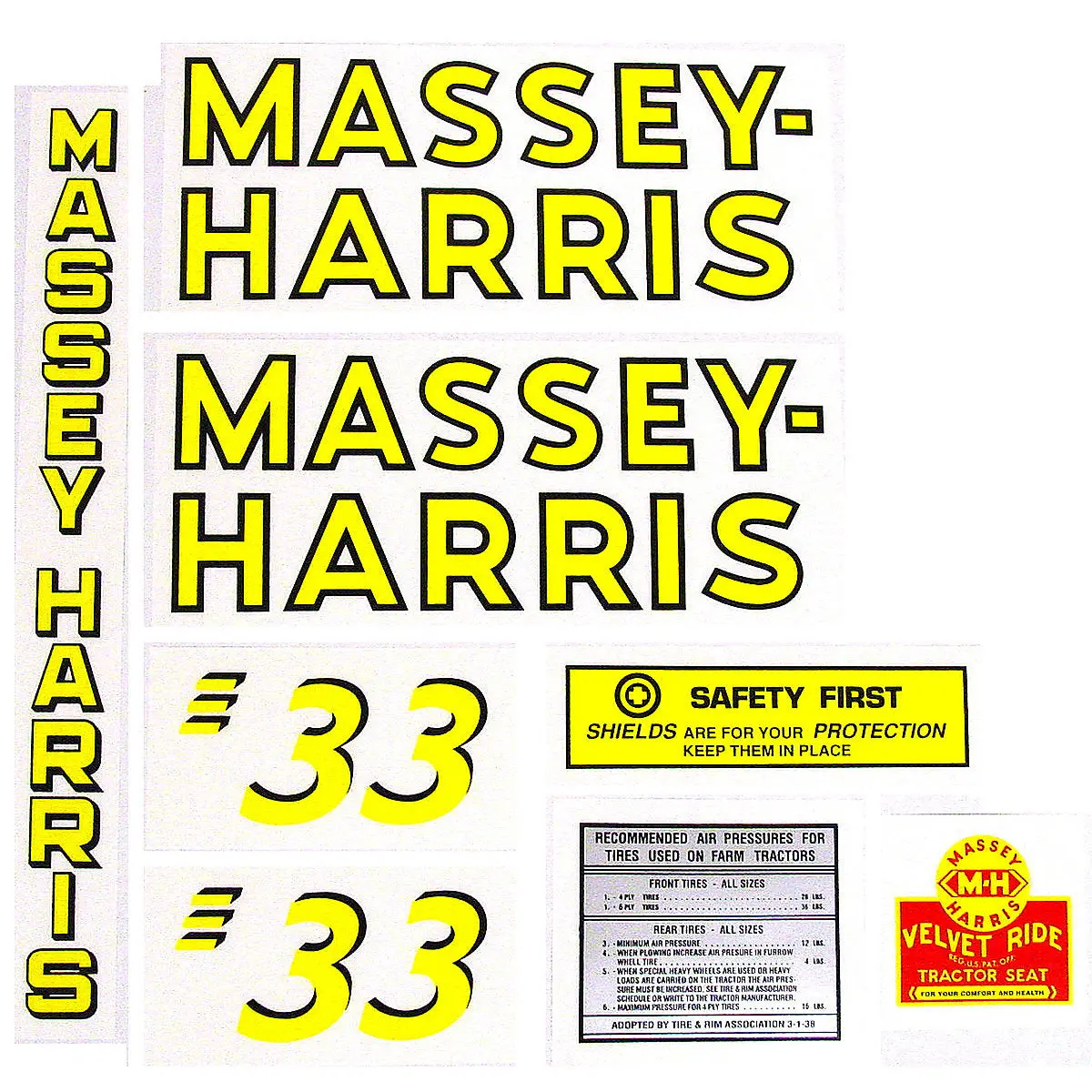 Mylar Decal Set Fits Massey Harris 33 Tractor 1