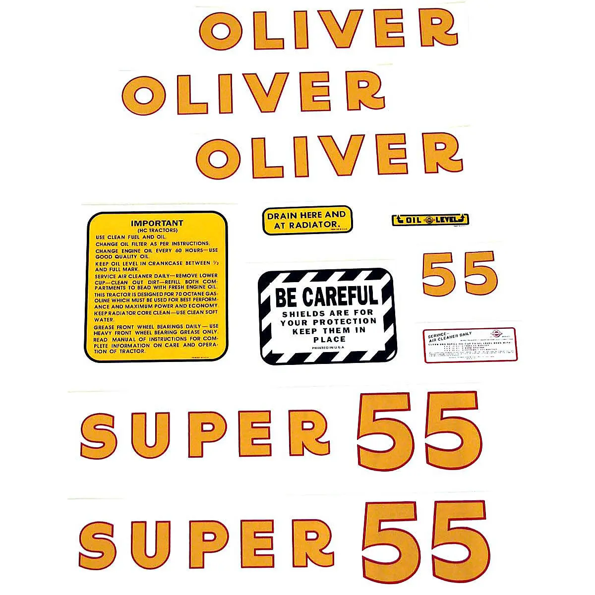 Mylar Decal Set Fits White/Oliver Super 55 Tractor 1