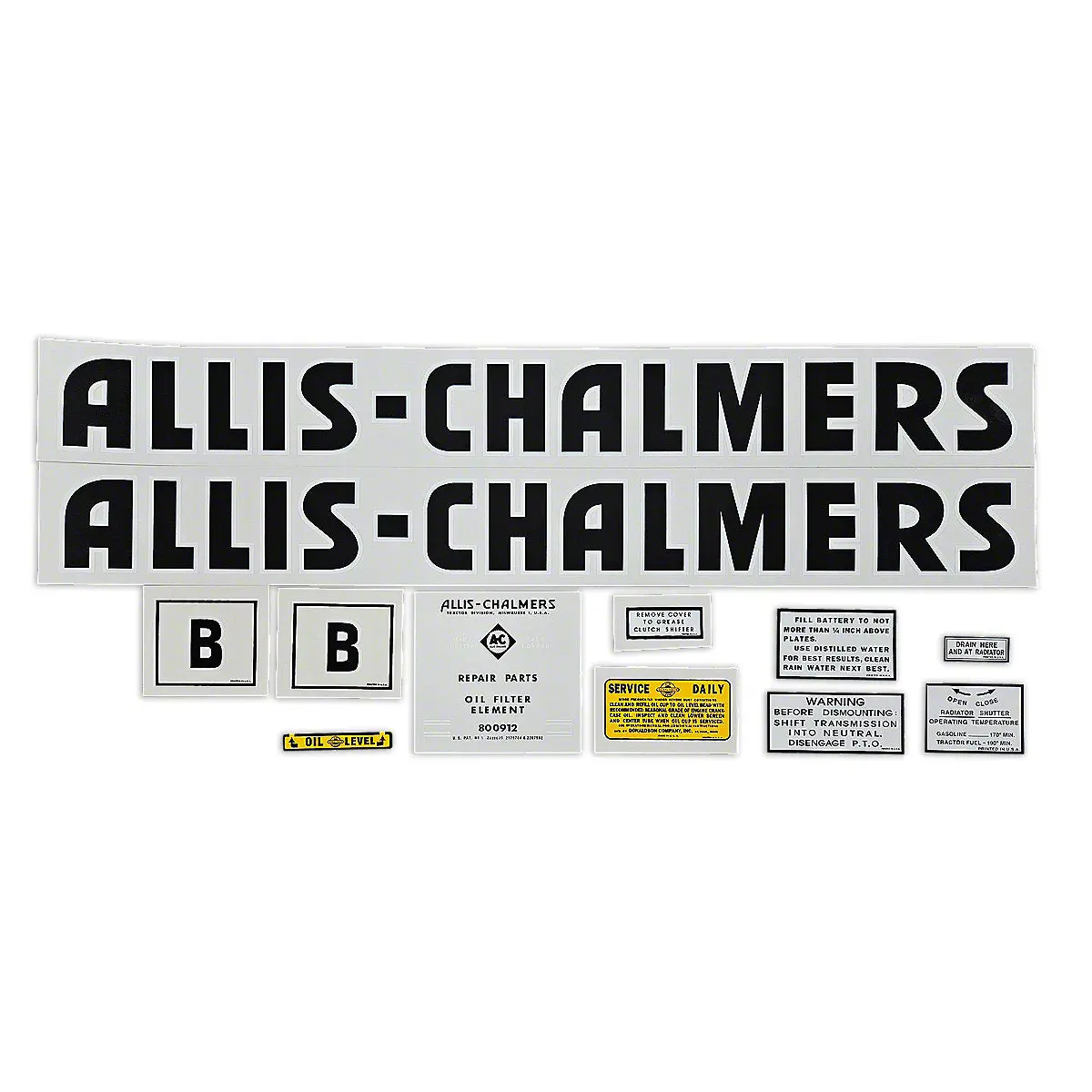 Mylar Decal Set Fits 1944 & Up Allis Chalmers B Tractor 1