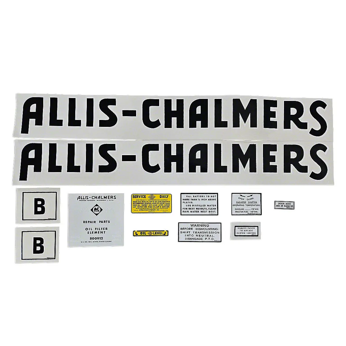Mylar Decal Set Fits 1939-1944 Allis Chalmers B Tractor 1