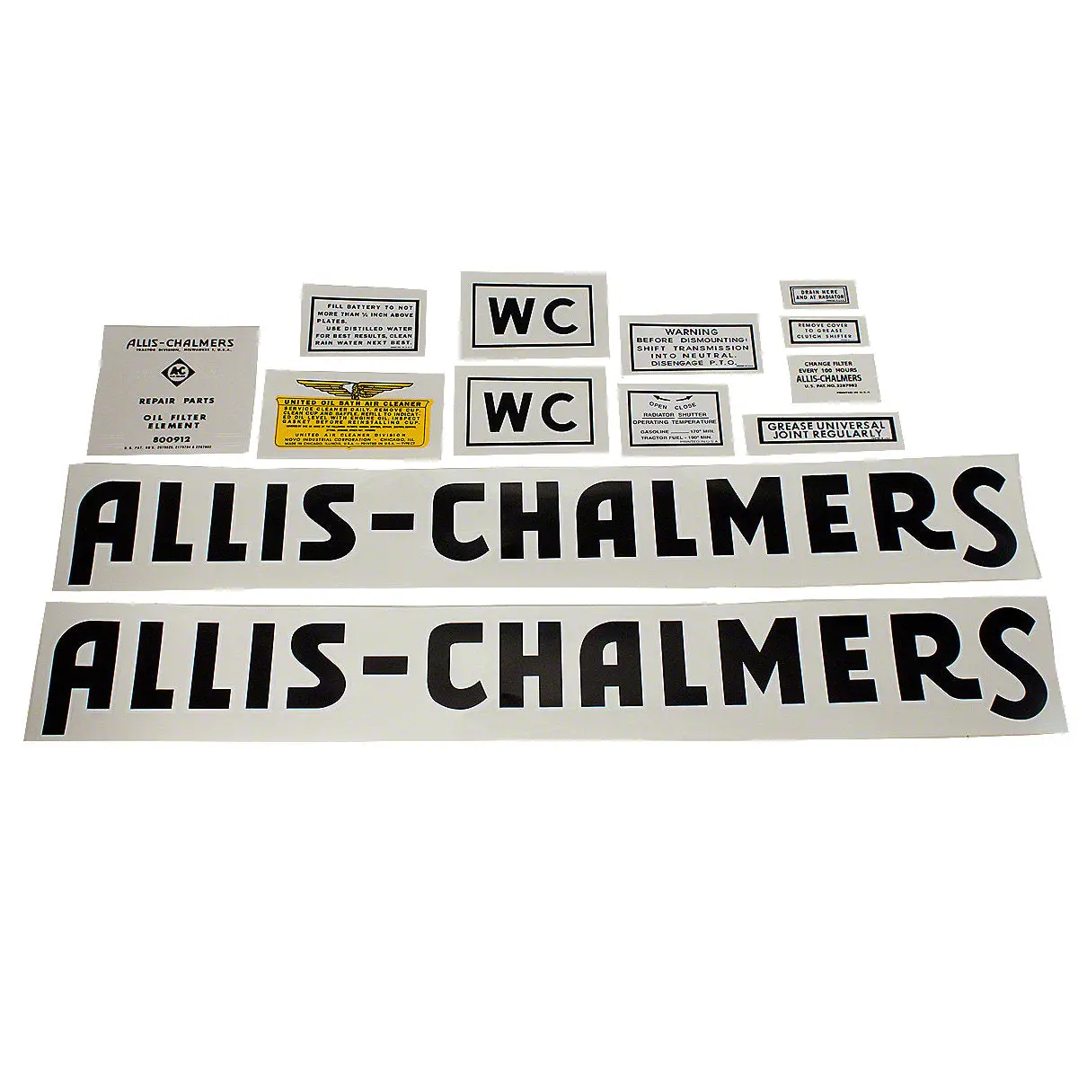 Mylar Decal Set Fits 1941-1948 Allis Chalmers Wc Tractor 1