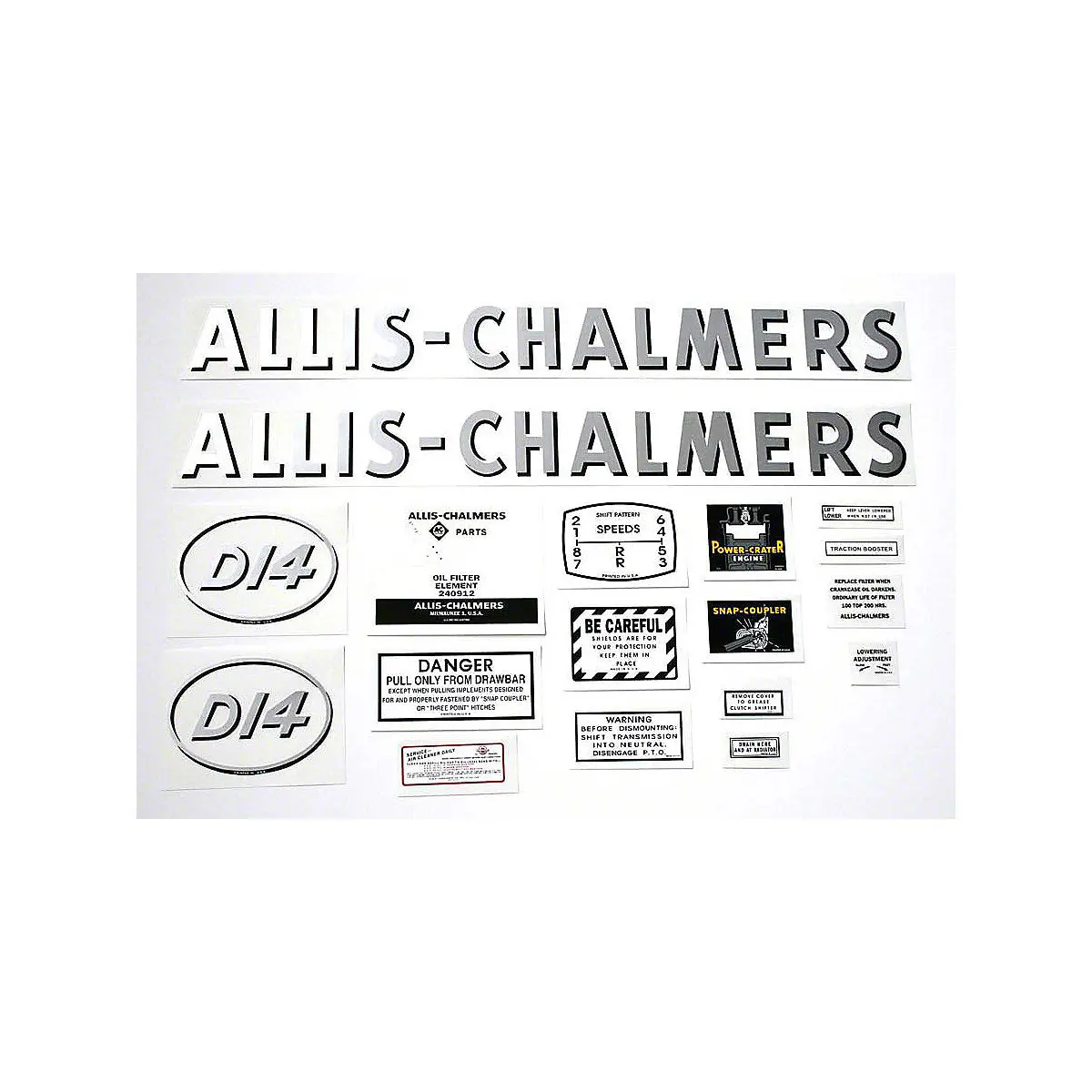 Mylar Decal Set Fits 1957-1959 Allis Chalmers D14 Gas Tractor 1