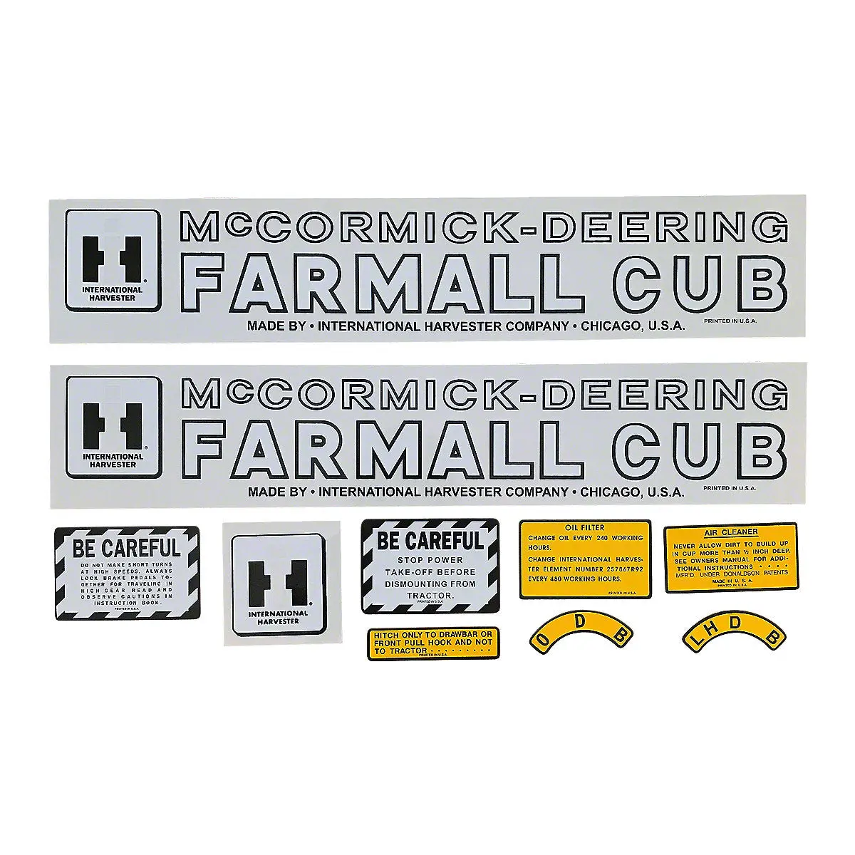 Mylar Decal Set Fits 1947-1949 International Mccormick Deering Cub Tractor 1