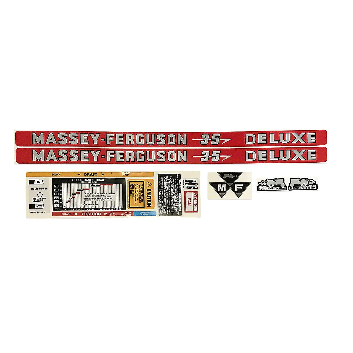 Mylar Decal Hood Set Fits Massey Ferguson 35 Deluxe Gas Tractor 1