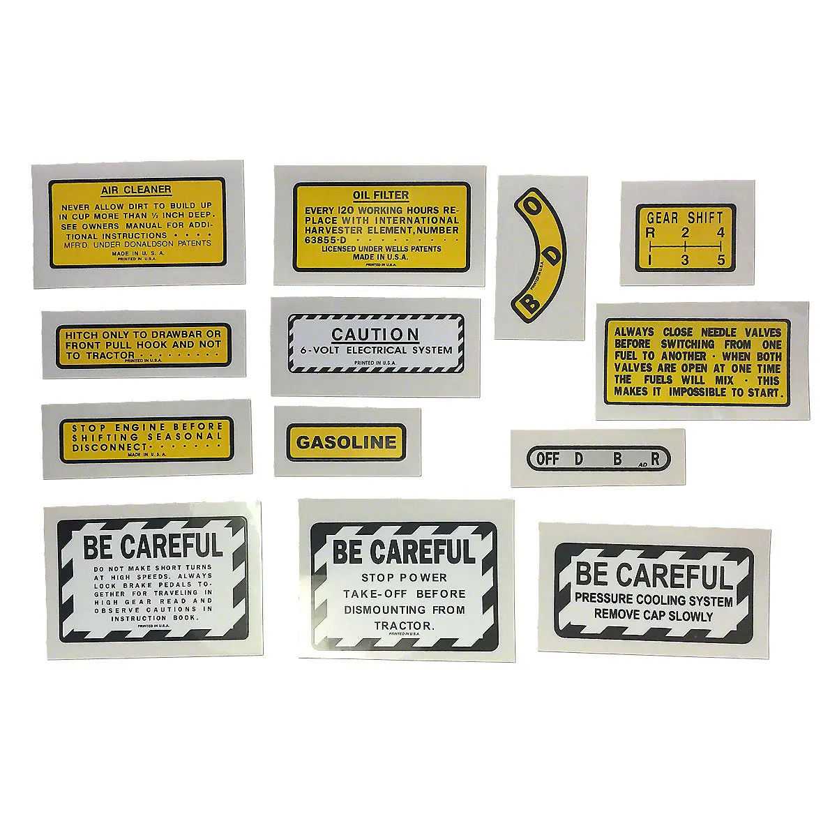 Mylar Warning & Accessory Decal Set Fits International 300 Gas Tractor 1