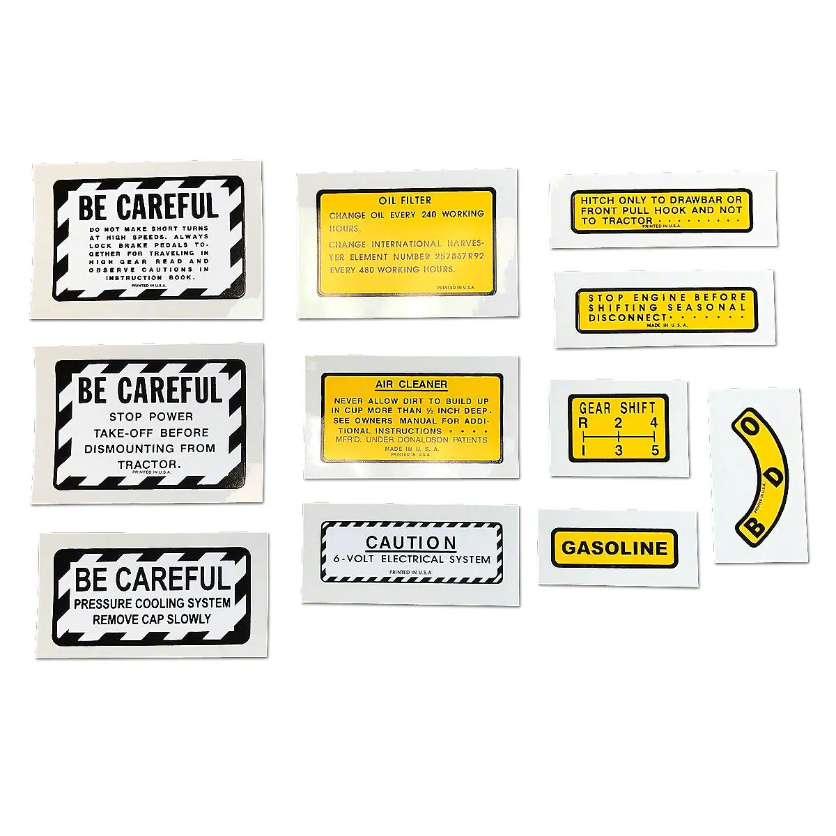 Mylar Warning & Accessory Decal Set Fits International Tractor | 400, 450 | Gas Models 1
