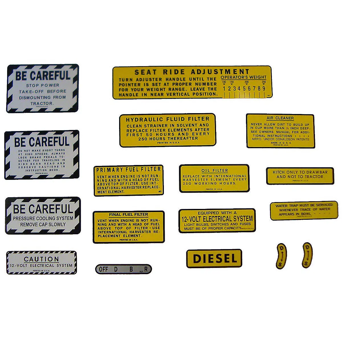 Mylar Warning & Accessory Decal Set Fits International Tractor | 560, 660 | Diesel Models 1