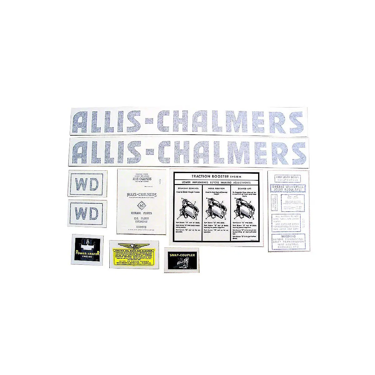 Vinyl Decal Set Fits Allis Chalmers Wd Tractor | Black | 226503 1