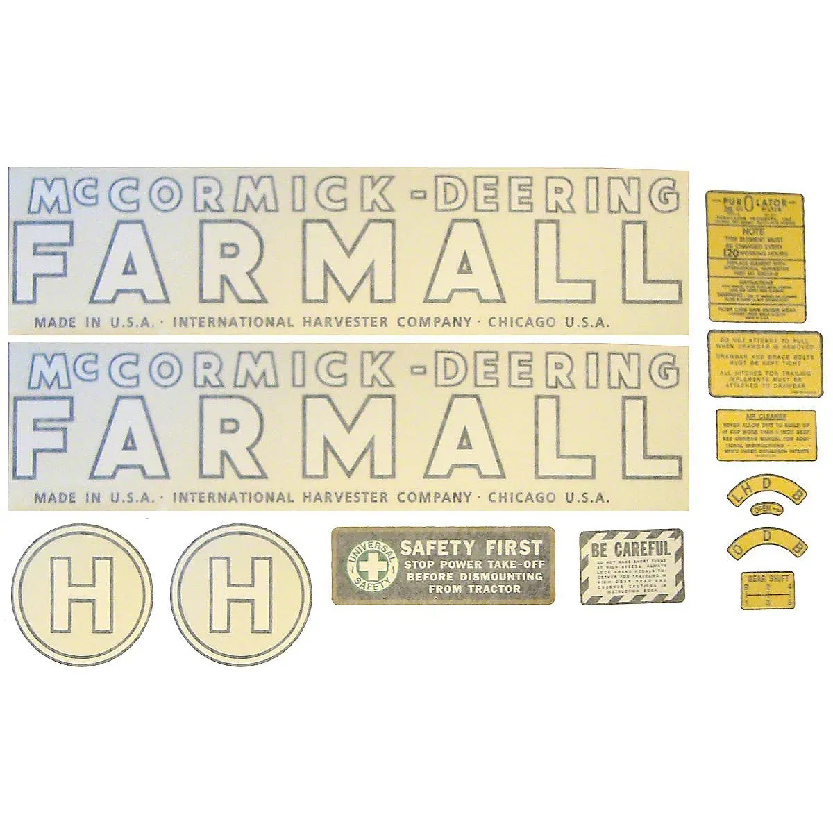 Vinyl Decal Set Fits 1939-1944 International Mccormick Deering H Tractor 1