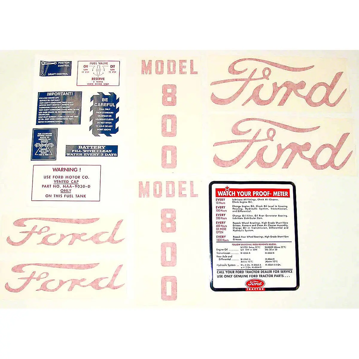 Mylar & Vinyl Decal Set Fits 1955-1957 Ford 800 Tractor 1