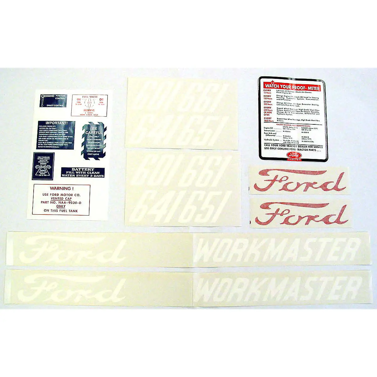 Mylar & Vinyl Decal Set Fits 1957-1962 Ford 601 Series Tractor 1