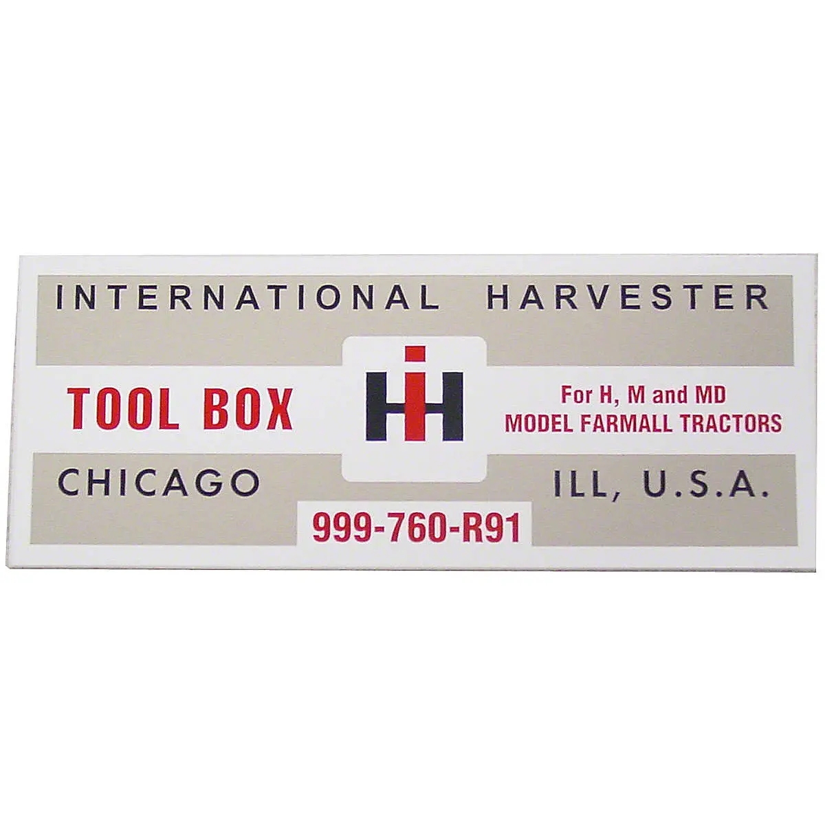 Tool Box Lid Decal Fits International Tractor | H, M Models | 1-1/2" X 4" 1