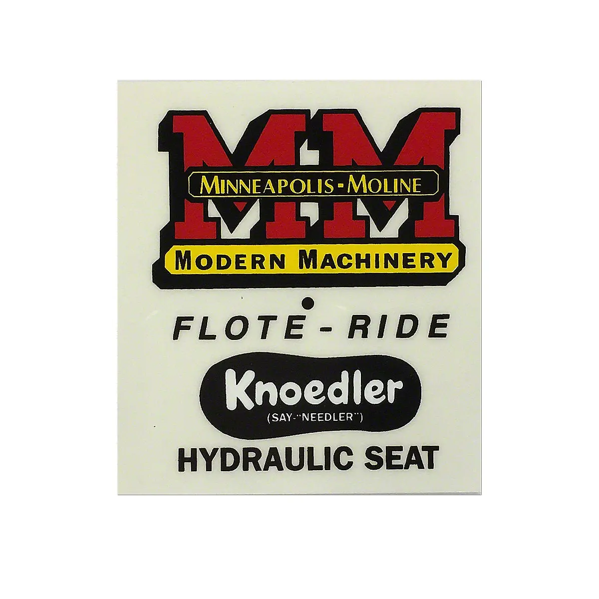 Knoedler Float Ride Seat Decal Fits Minneapolis Moline Tractor | 10A2436 1