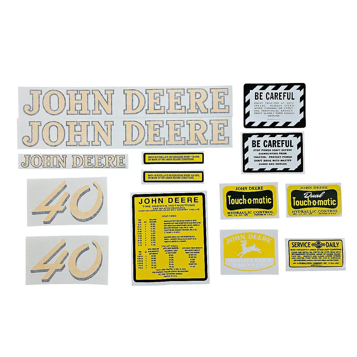 Vinyl Cut Decal Set Fits John Deere 40 Tractor 1