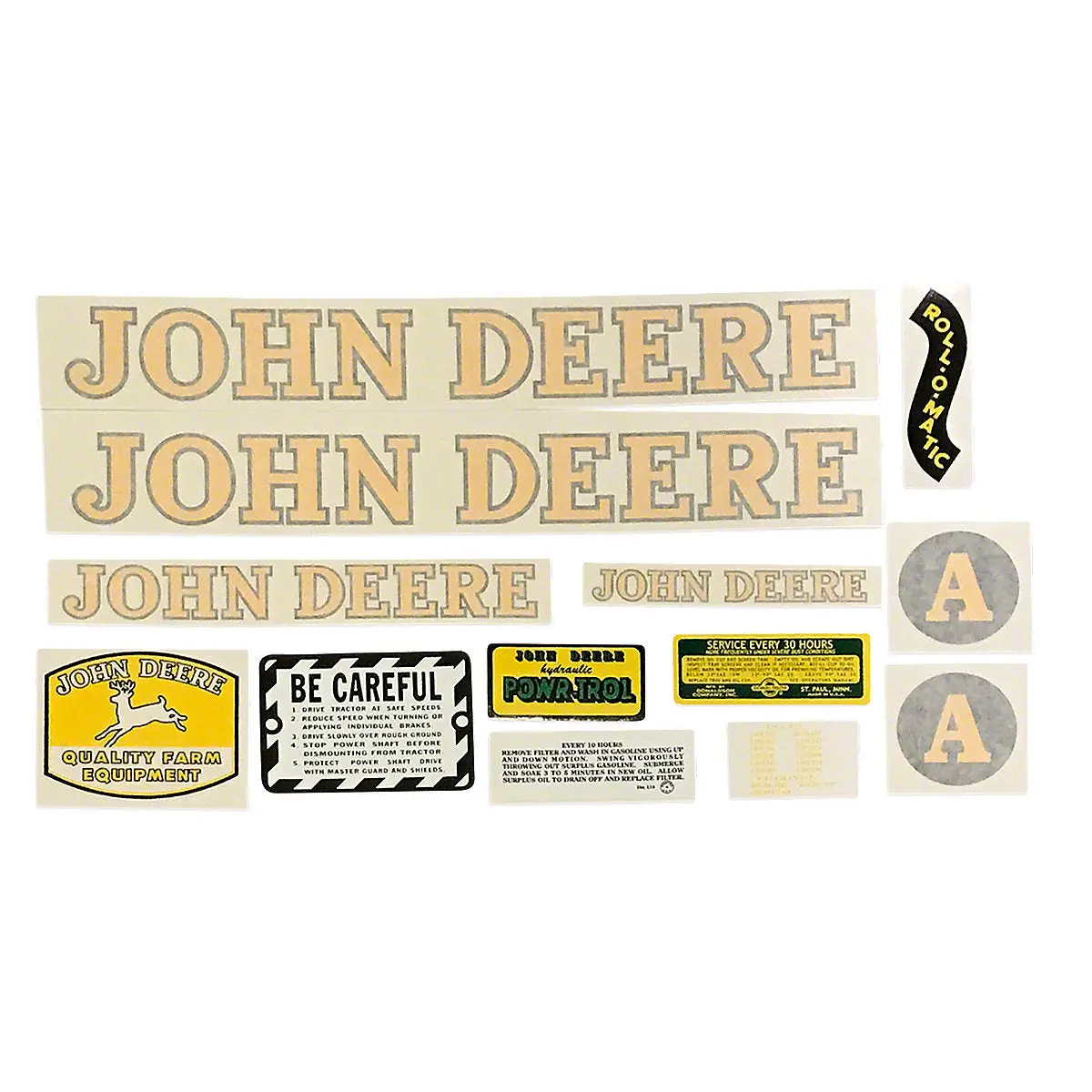 Vinyl Cut Decal Set Fits 1947-1953 John Deere A Styled Hood Tractor 1