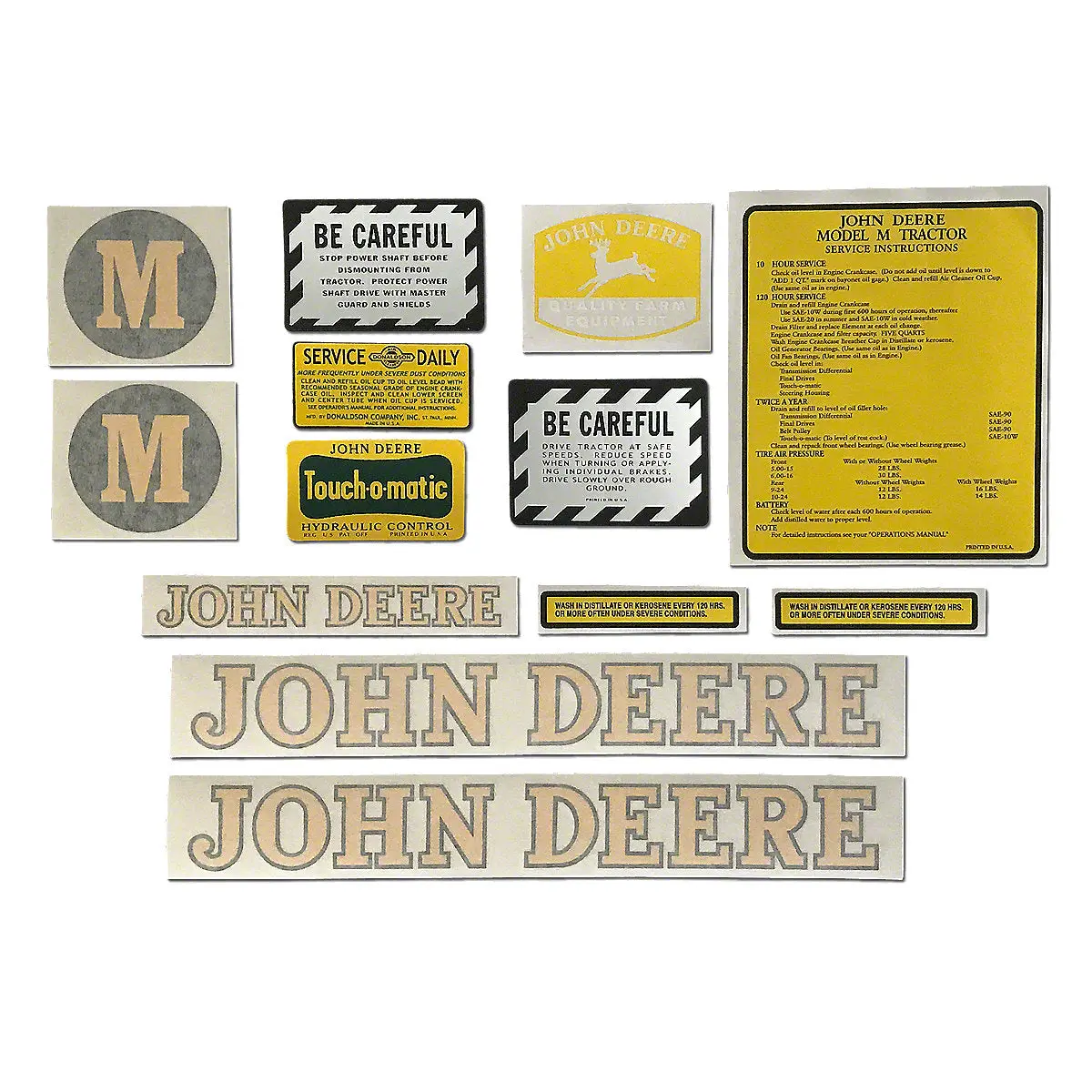 Vinyl Cut Decal Set Fits 1950-1952 John Deere M Tractor 1