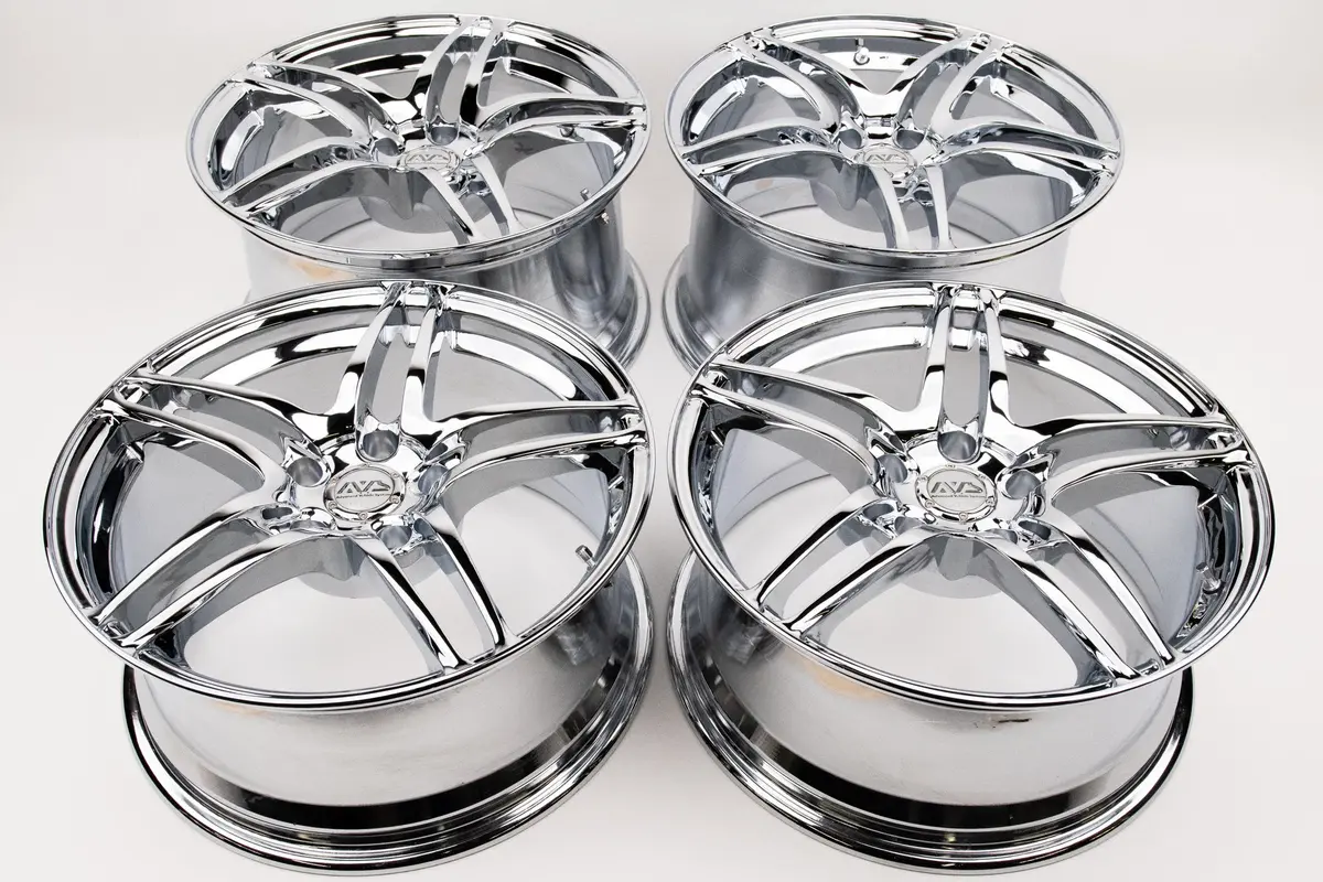 AVS Model 5 Triple-Chrome Alloy Wheels – 17" × 9J (+35) / 8J (+30), 5×114.3