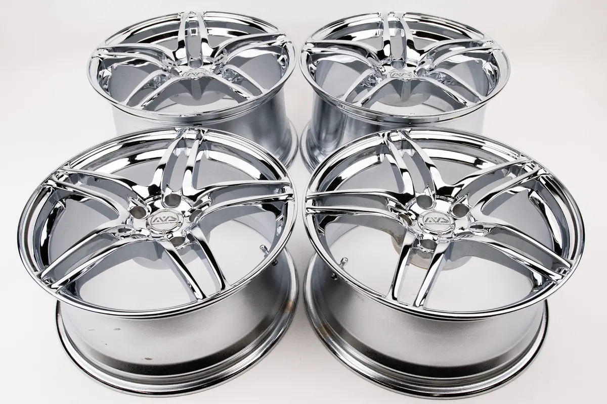 AVS Model 5 Triple-Chrome Alloy Wheels – 17" × 9J (+40) / 8J (+38), 5×114.3
