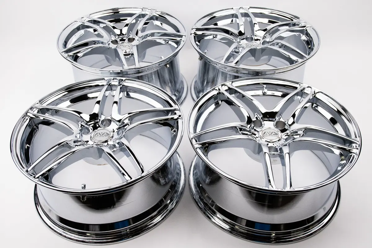 AVS Model 5 Triple-Chrome 17" Wheels (9J+35 & 8J+30, 5×114.3)