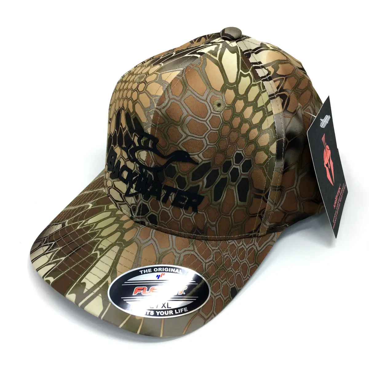 Backwater Duck Logo Highlander Flexfit Hat 1