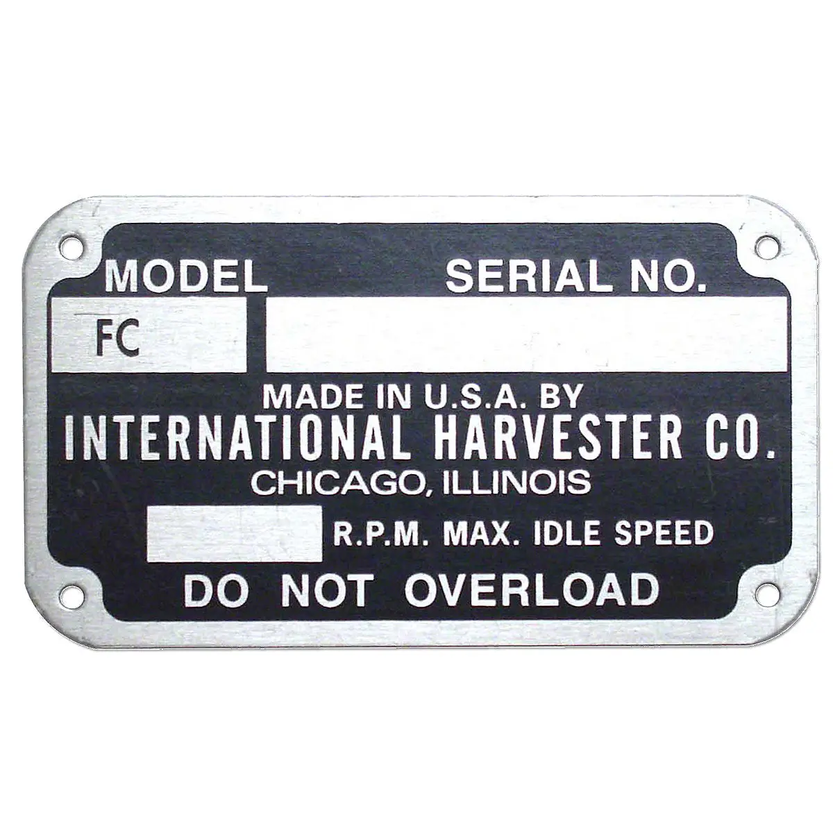 Serial Number Tag Fits International C Tractor 1