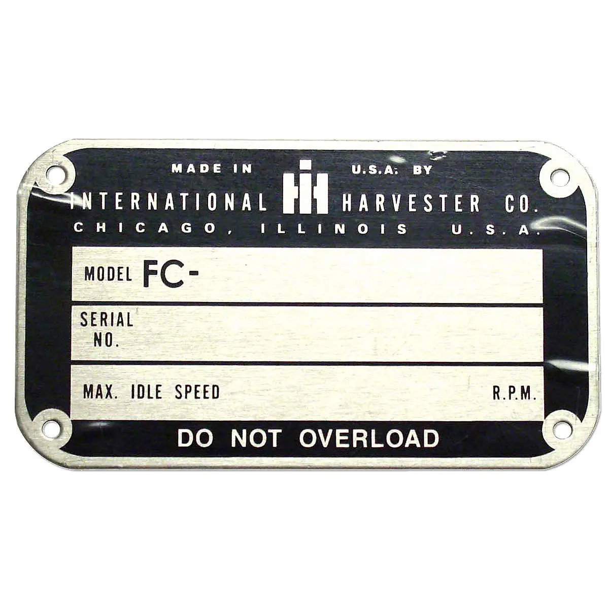 Serial Number Tag Fits International C Tractor | 2-1/4" X 4" 1