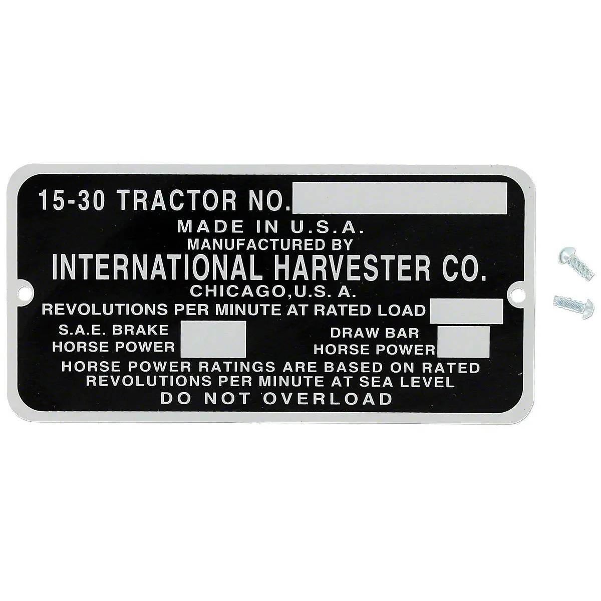 Serial Number Tag Fits International 15 30 Tractor 1