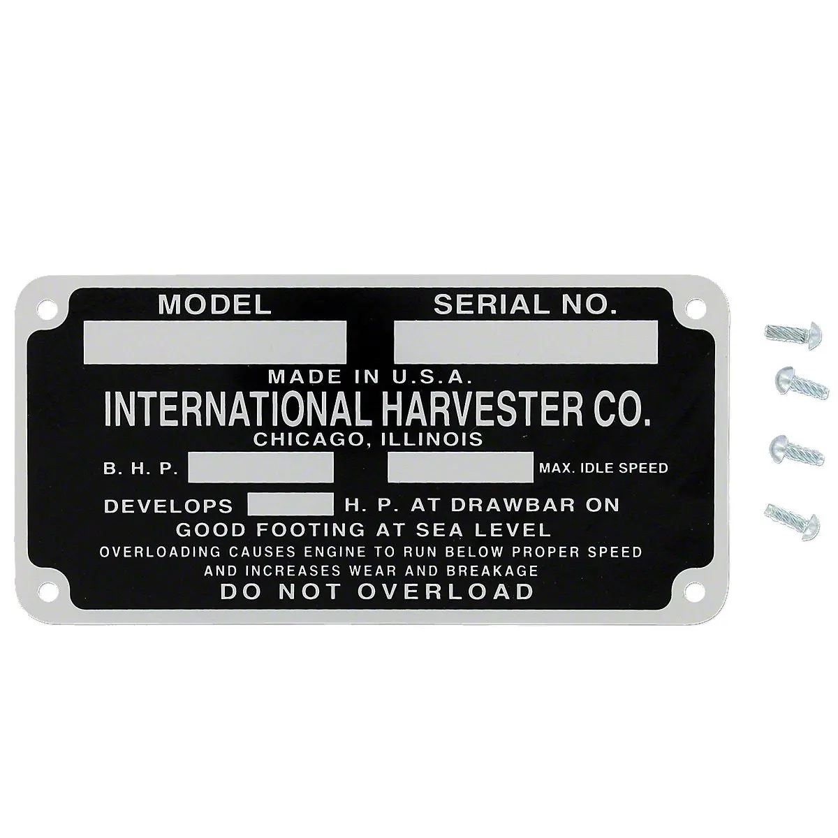 Serial Number Tag Fits International W30 W40 F12 F14 Tractor 1