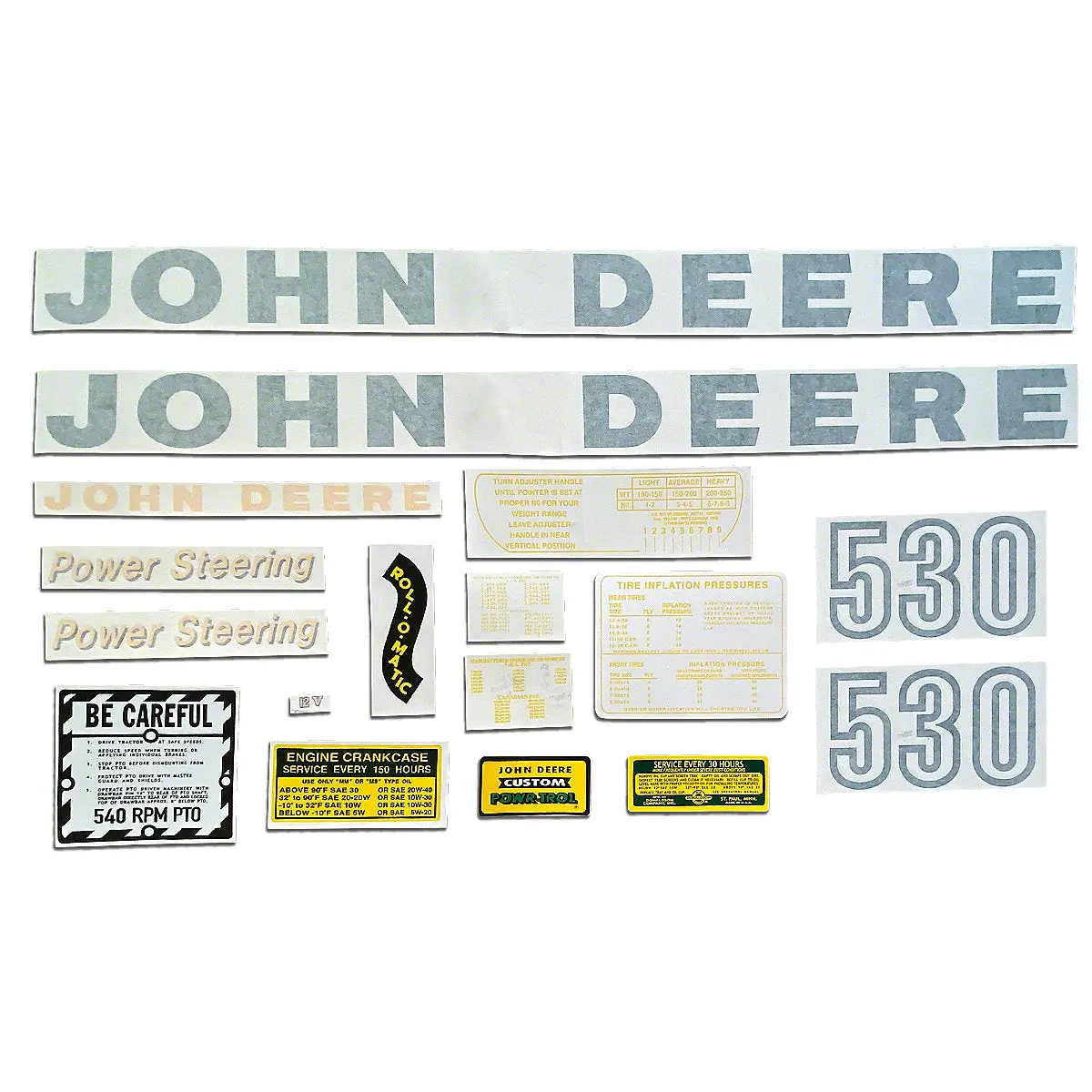 Vinyl Die Cut Decal Set Fits John Deere Tractor Early 530 1