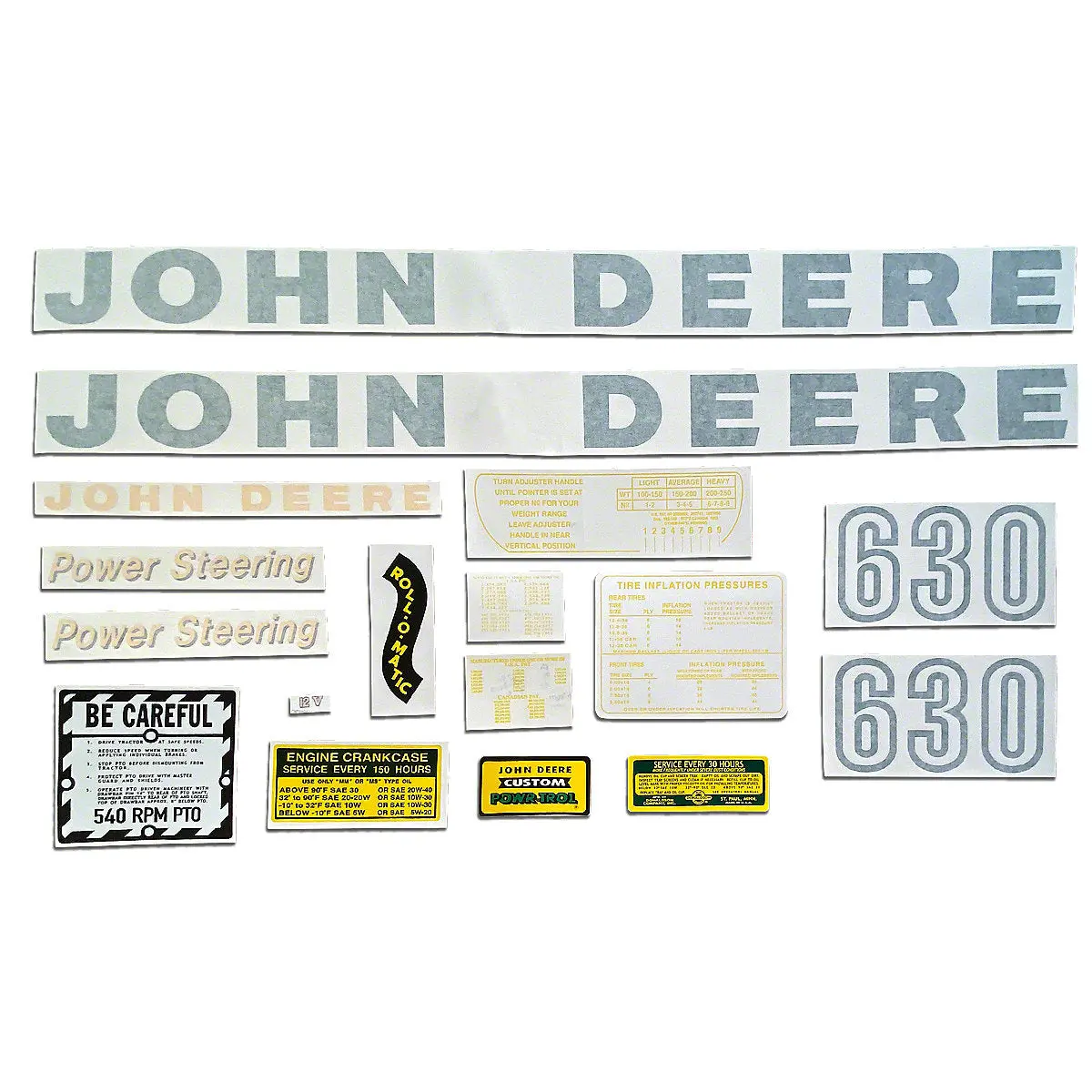 Vinyl Die Cut Decal Set Fits John Deere Tractor Early 630 1