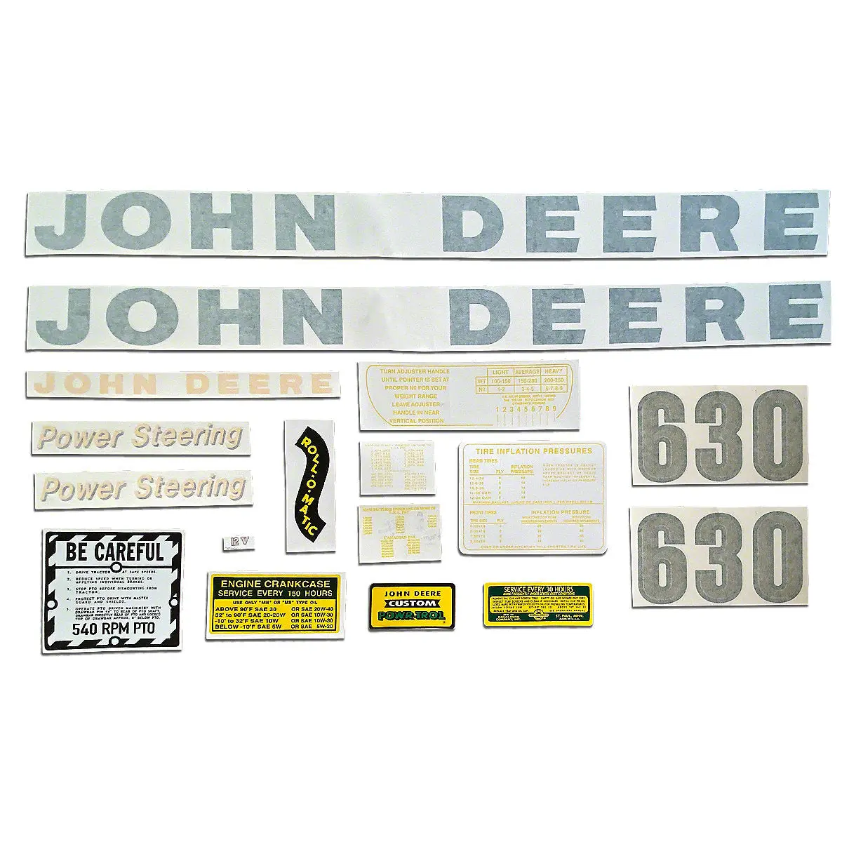 Vinyl Die Cut Decal Set Fits John Deere Tractor Late 630 1