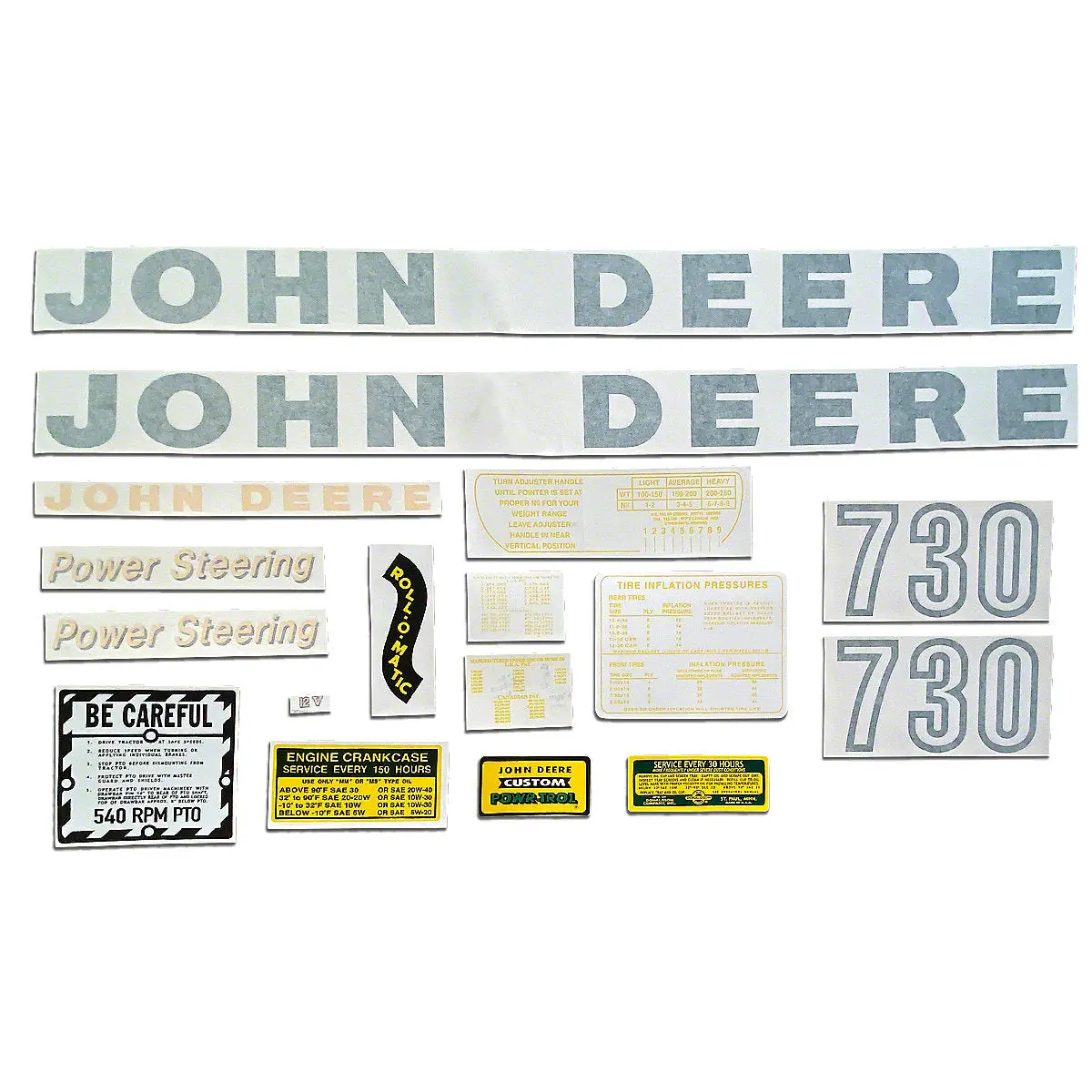Vinyl Die Cut Decal Set Fits John Deere Tractor 730 Gas 1