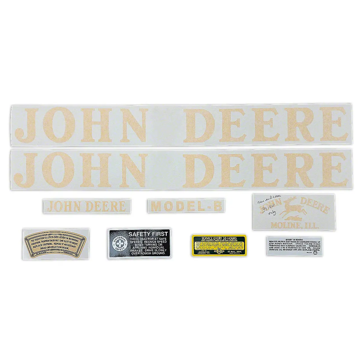 Decal Set Vinyl Fits John Deere B Tractor | 1939-1940 1