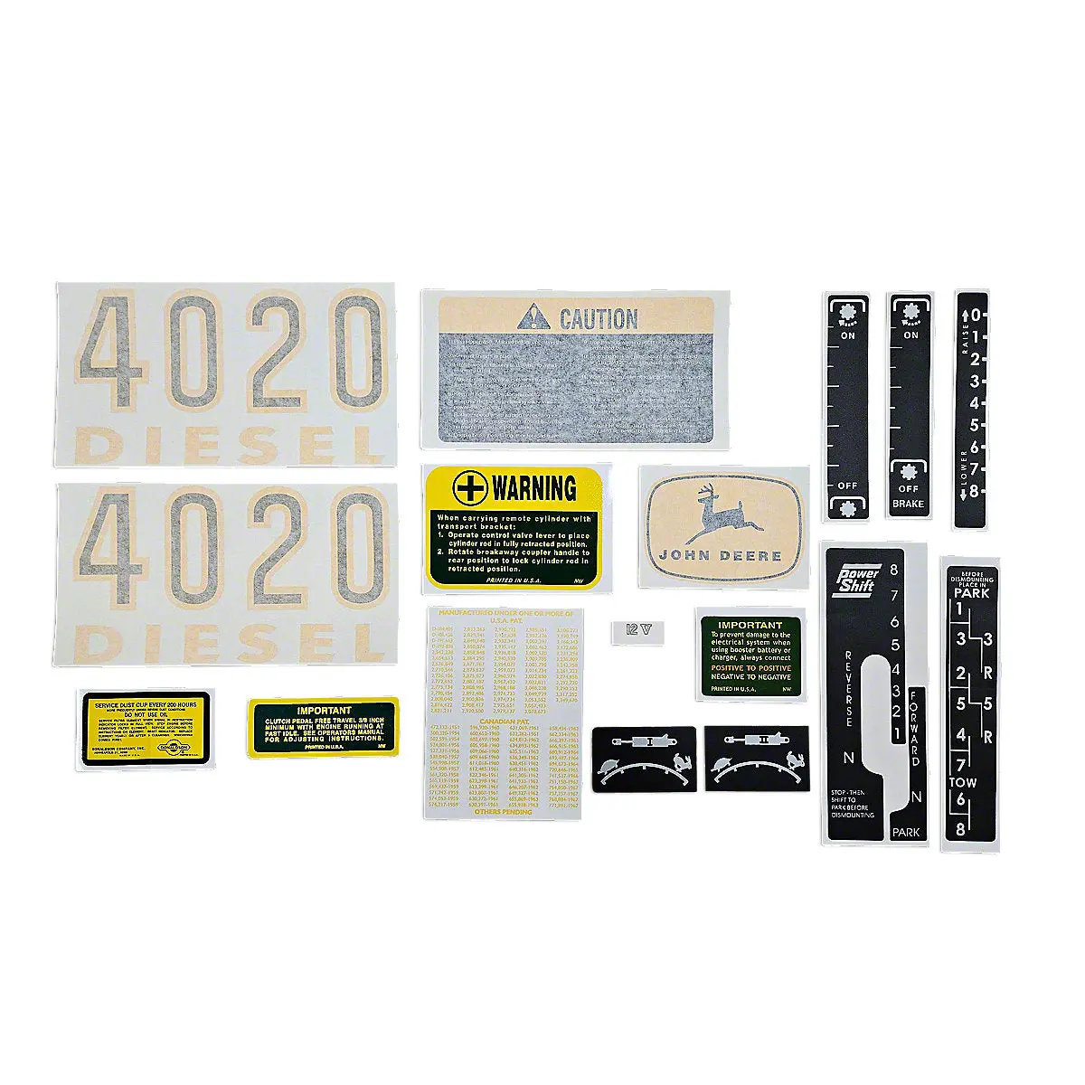 John Deere Late 4020 Vinyl Cut Decal Set Fits John Deere Tractor 1