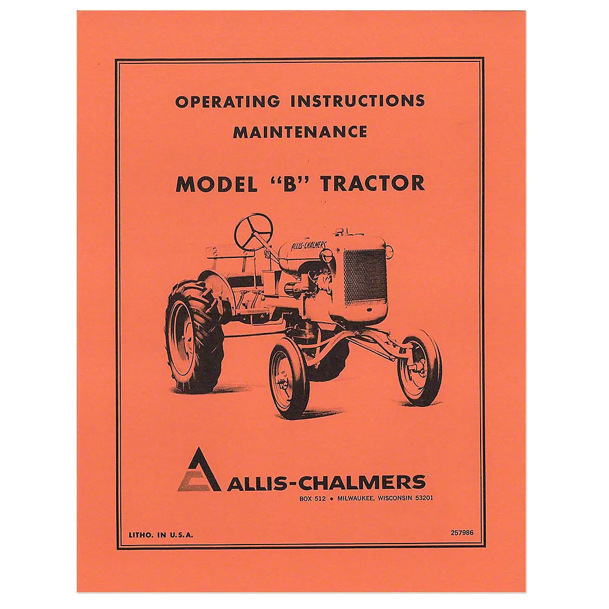 Operators Manual Reprint For Allis Chalmers B Tractor 1