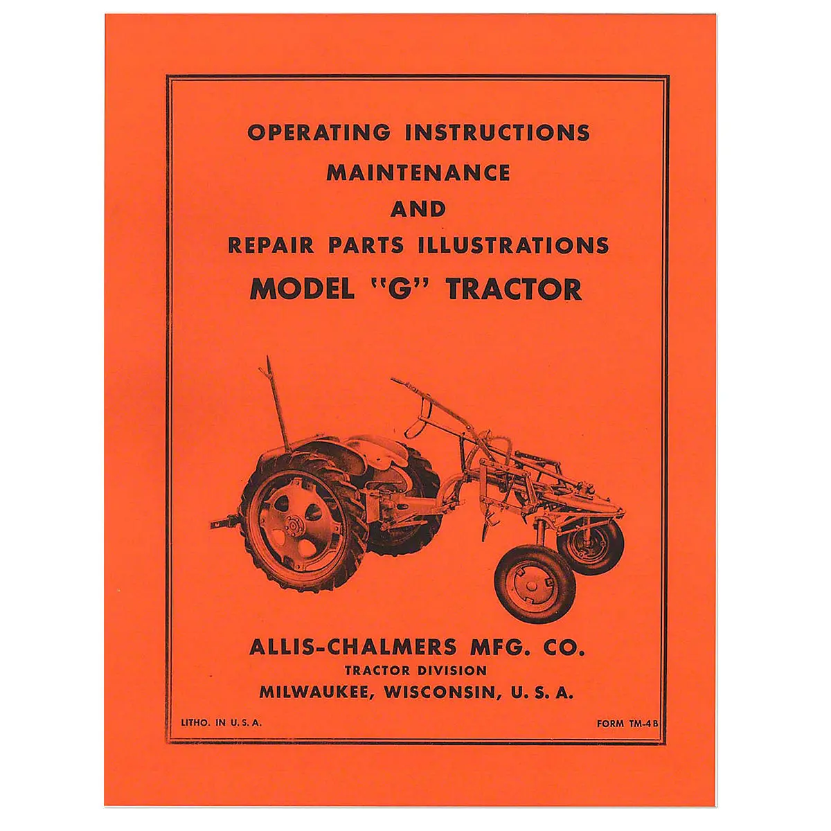 Operators Manual Reprint For Allis Chalmers G Tractor 1