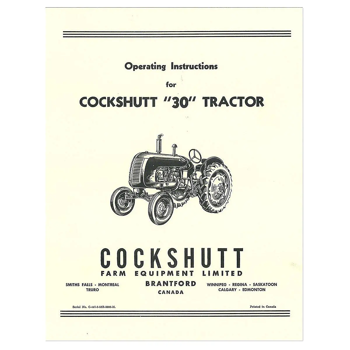Operators Manual Reprint For Cockshutt E3 & 30 Tractors 1