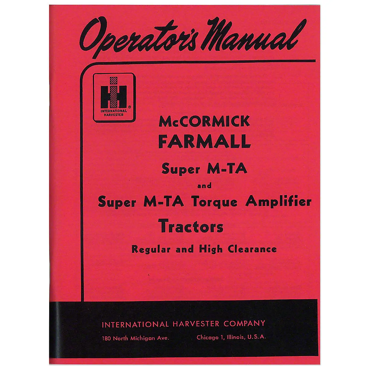 Operators Manual Reprint For Farmall Super Mta (Gas) Tractor 1