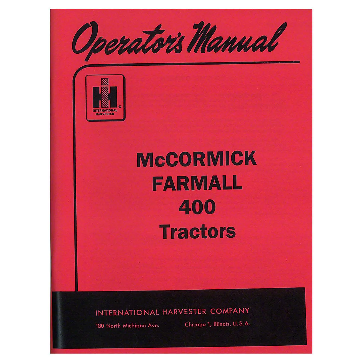 Operators Manual Reprint For Farmall 400 Tractor 1