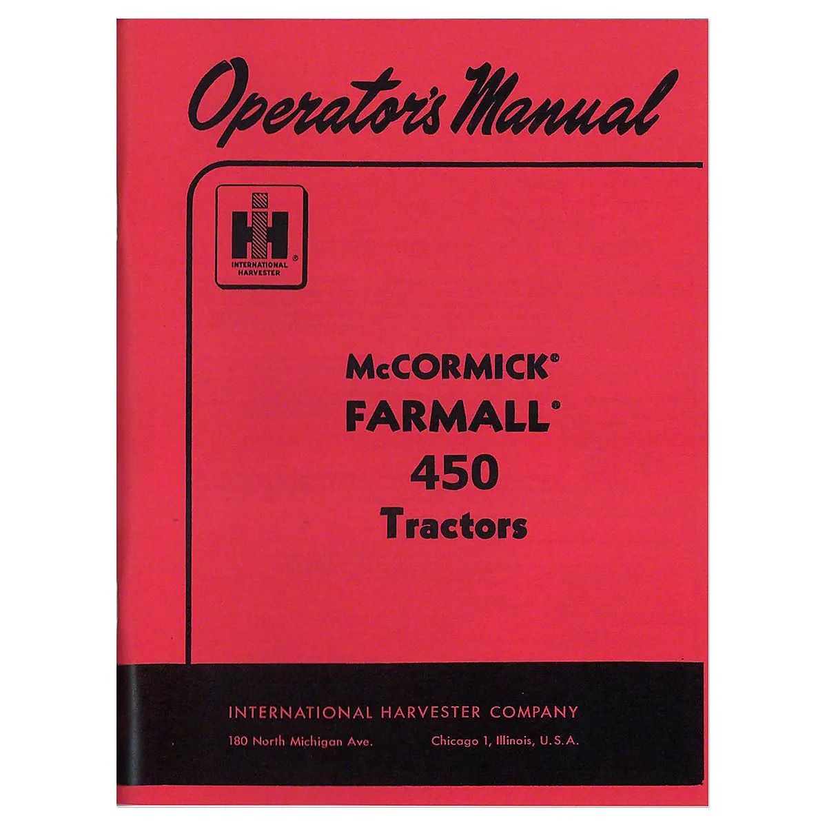 Operators Manual Reprint For Farmall 450 Tractor 1