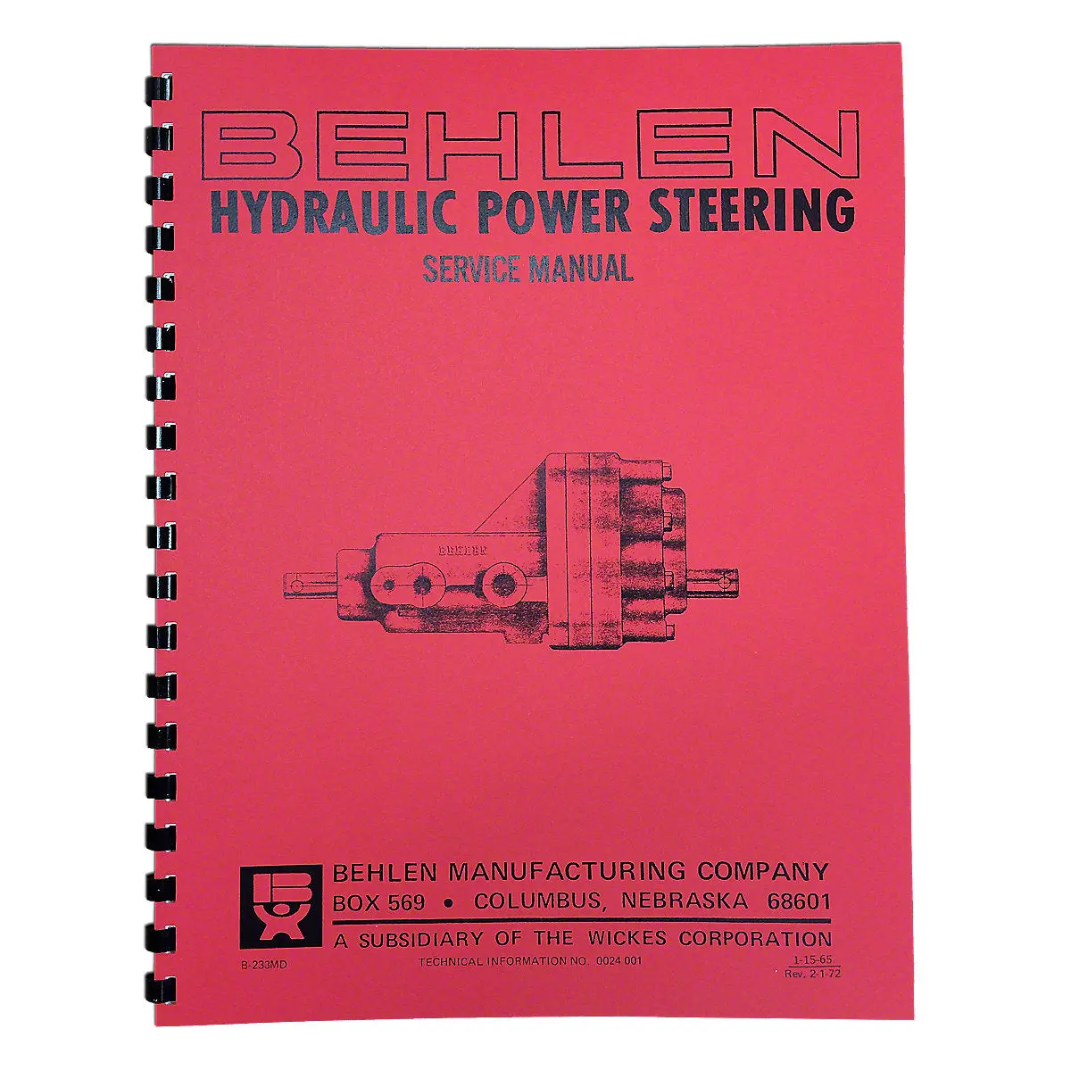 Behlen Power Steering Service & Parts Manual Reprint For Tractors | International, Allis Chalmers, John Deere 1
