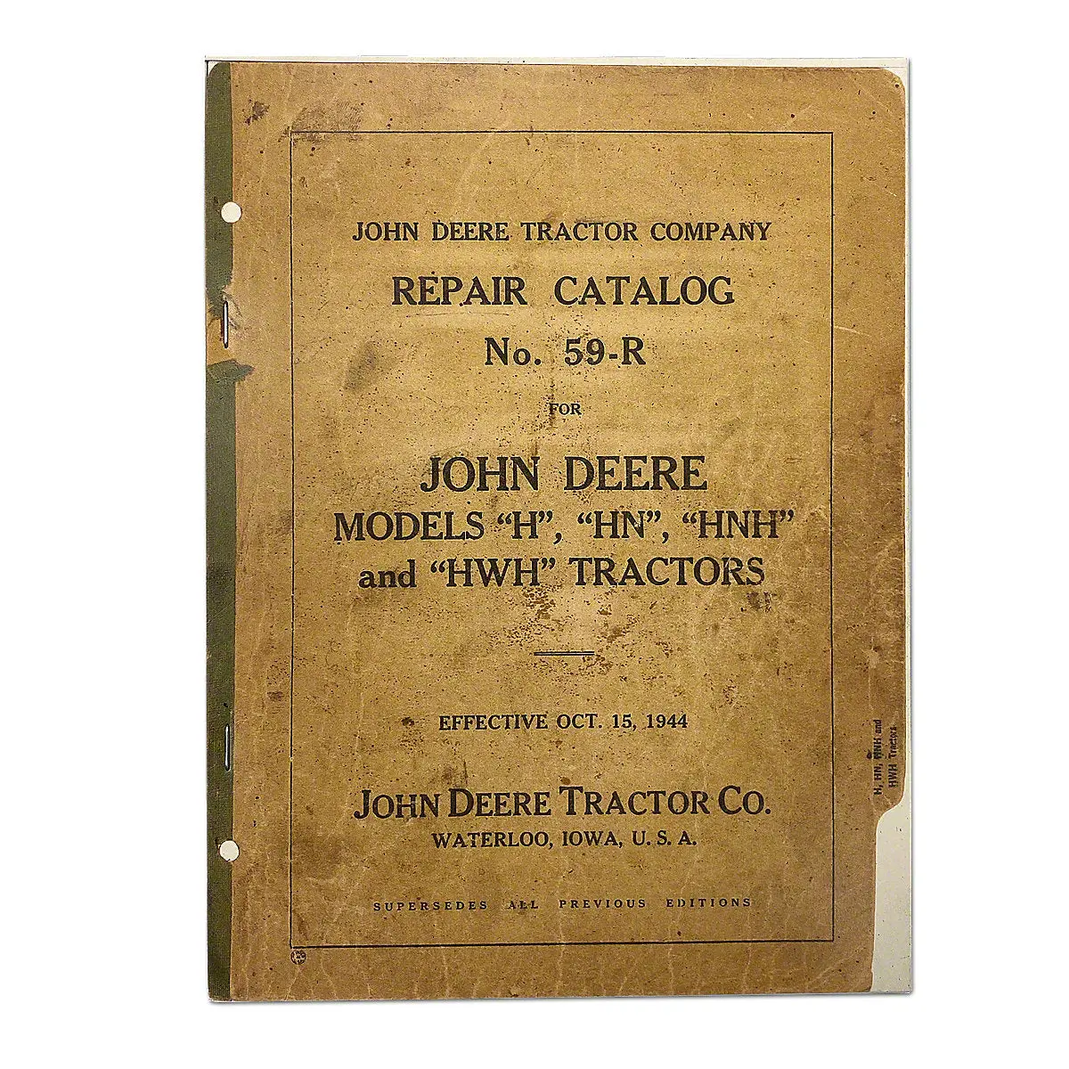 Repair Parts Catalog For John Deere H Tractor 1