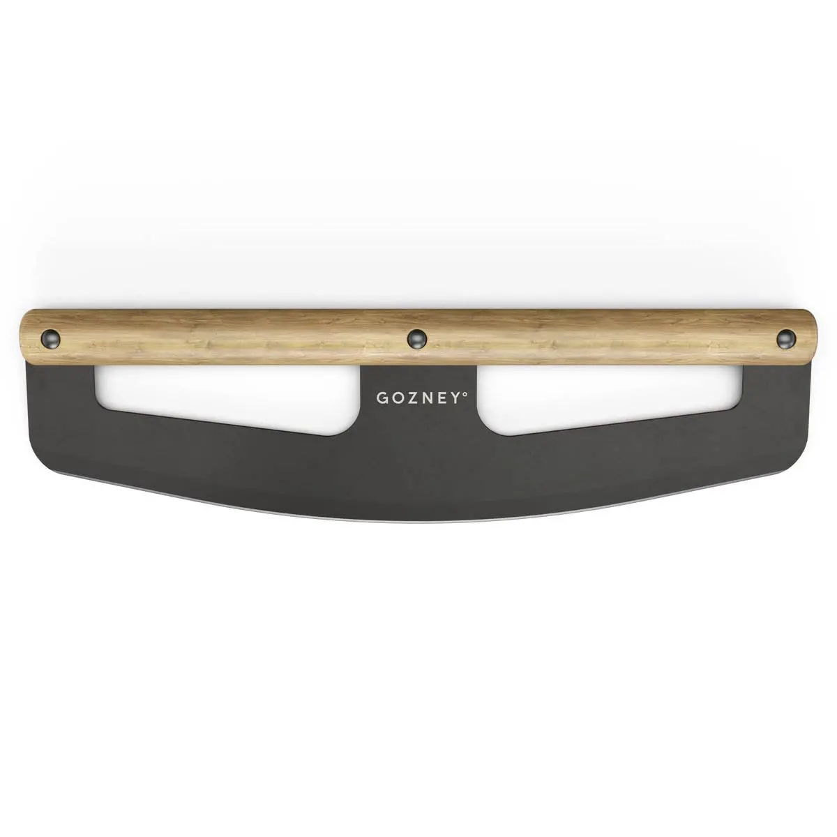 Gozney Pizza Rocker Black Metal Blade With Wooden Handle Making Precision Cuts 1