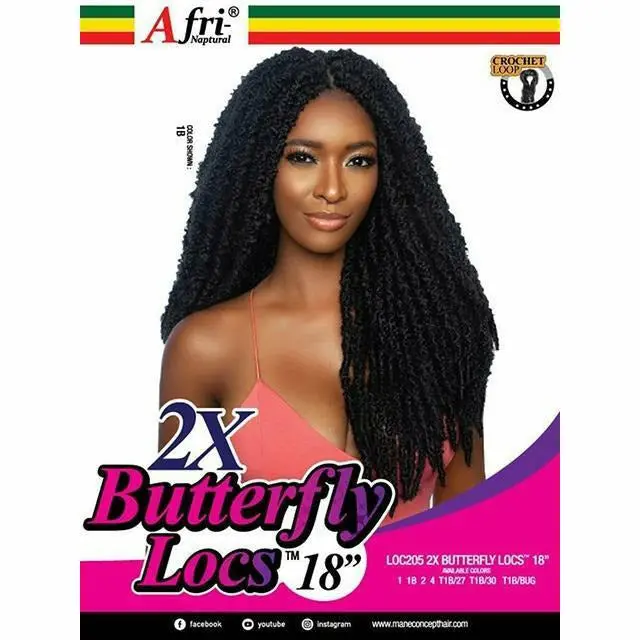 Afri-Naptural: 2X Butterfly Locs 18" Crochet Braid (Loc205) 1