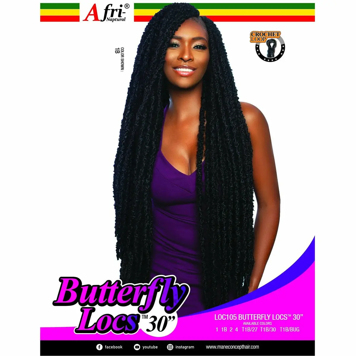 Afri-Naptural: Butterfly Locs 30" Crochet Braid (Loc105) 1