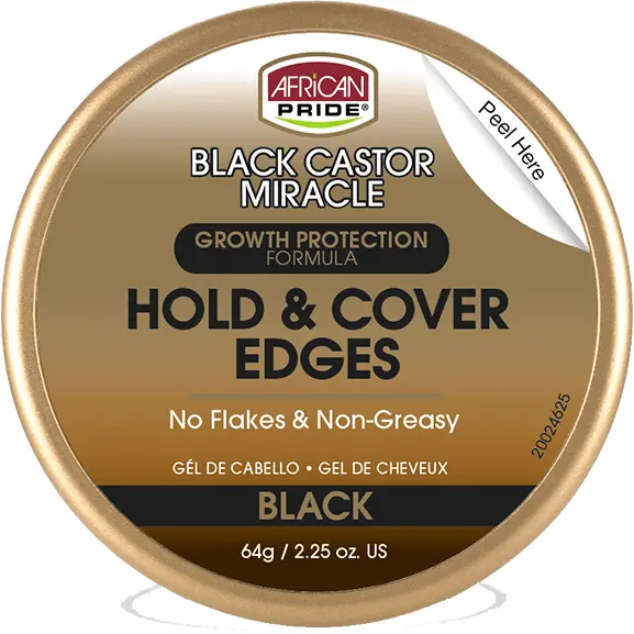 African Pride: Black Castor Miracle- Hold & Cover Edges Black 2.25Oz 1