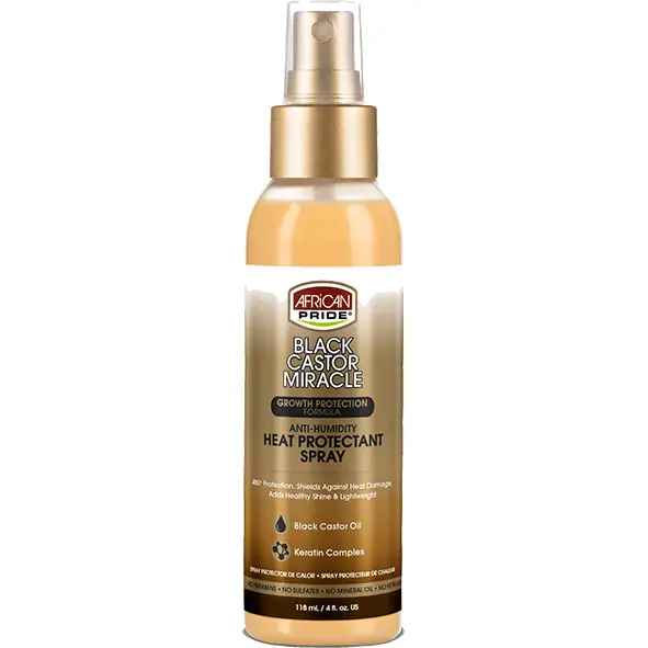 African Pride: Black Castor Miracle - Anti-Humidity Heat Protectant Spray 4Oz 1