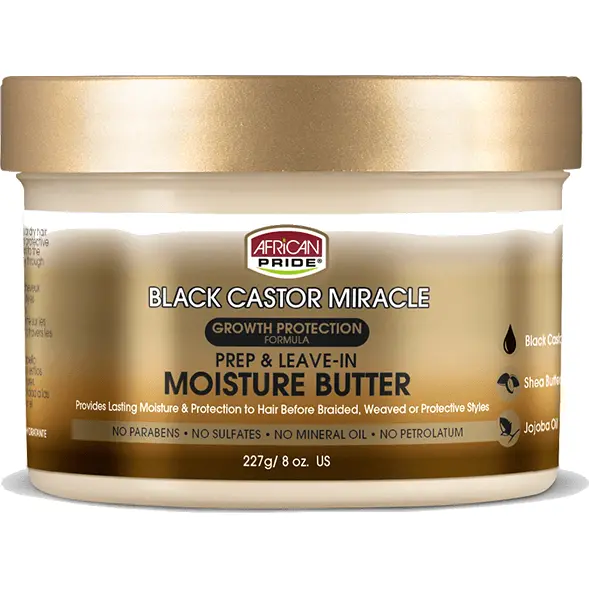 African Pride: Black Castor Miracle - Prep & Leave-In Moisture Butter 8Oz 1