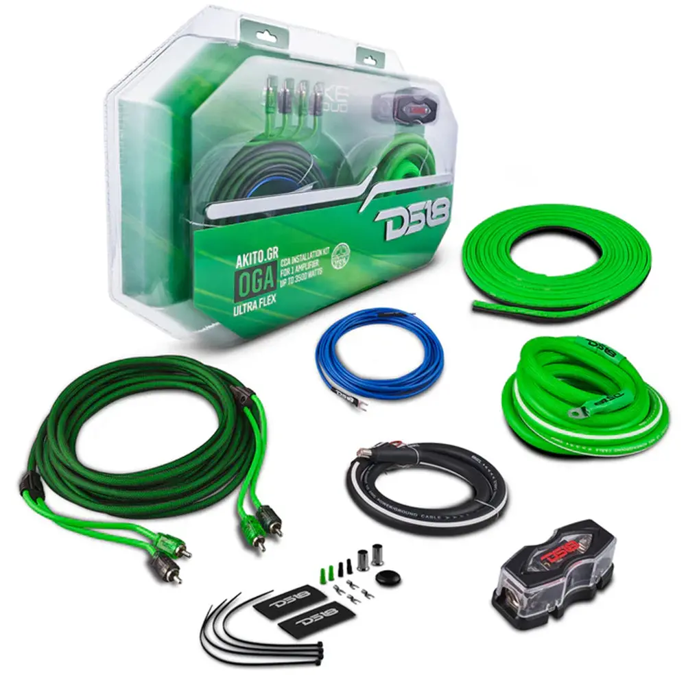 Ds18 Amplifier Wiring Installation Kit 0 Gauge Cca 3500W Rms Green Akit0.Gr 1
