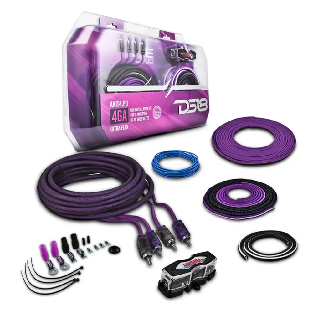 Ds18 Amp Wiring Kit Installation Accessory Purple Cca 4 Gauge 1680W Akit4.Pu 1